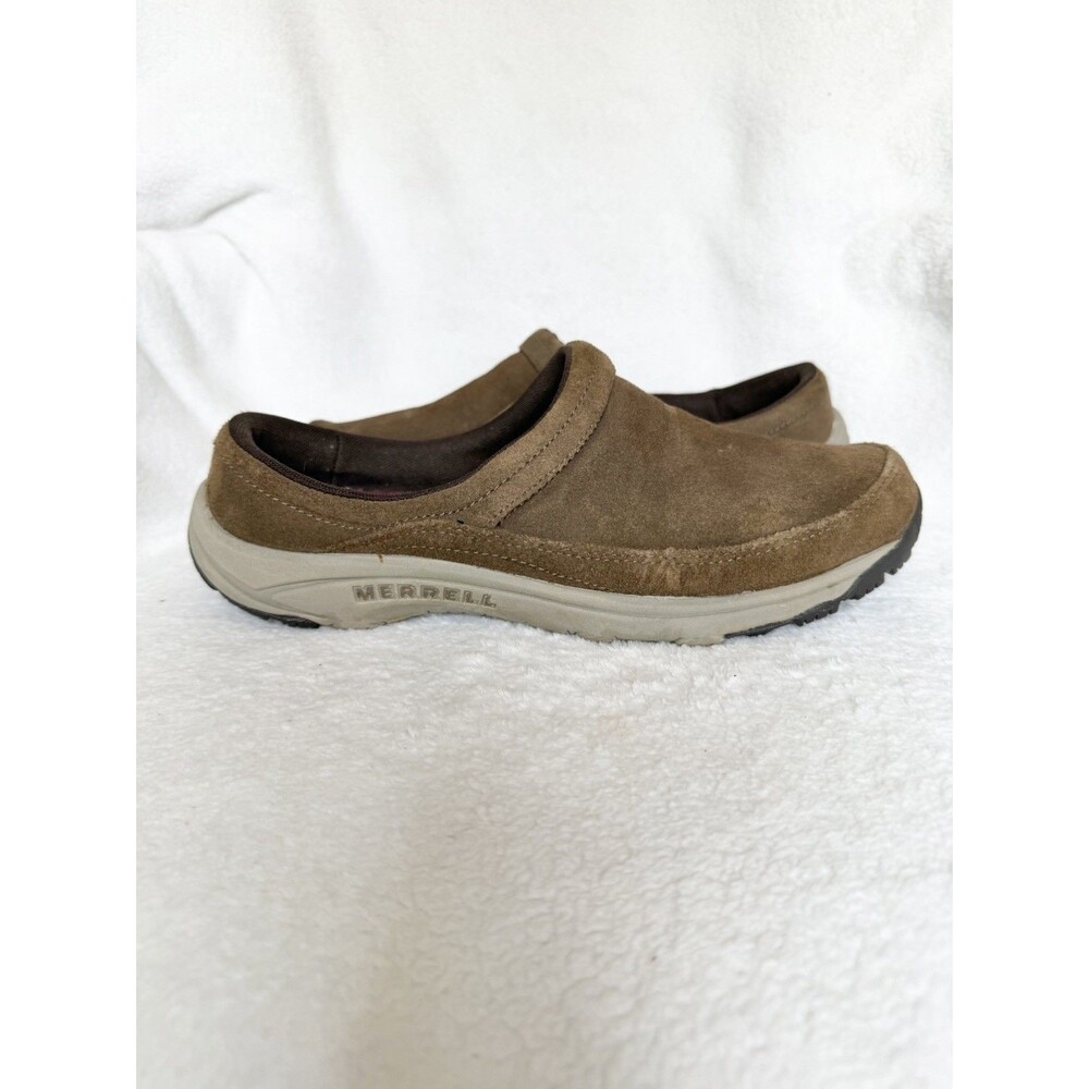Merrell Leather Slip On Dark Earth Clog Mule Shoes Womens Size 10